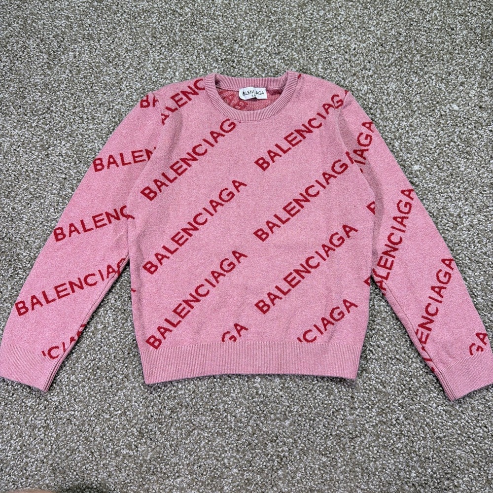 Kids Pink Balenciaga Sweater Size 7-8 All Over Print